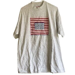 Vtg SofTee TShirt Unisex XL Americana Flag Double Sided Screenprint Made in USA
